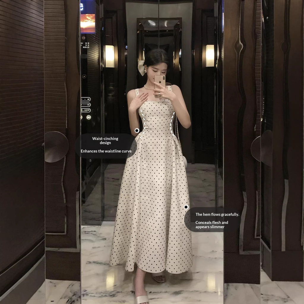Damen Polka-Dot Sommerkleid mit Spaghettiträgern | LuxeStyle