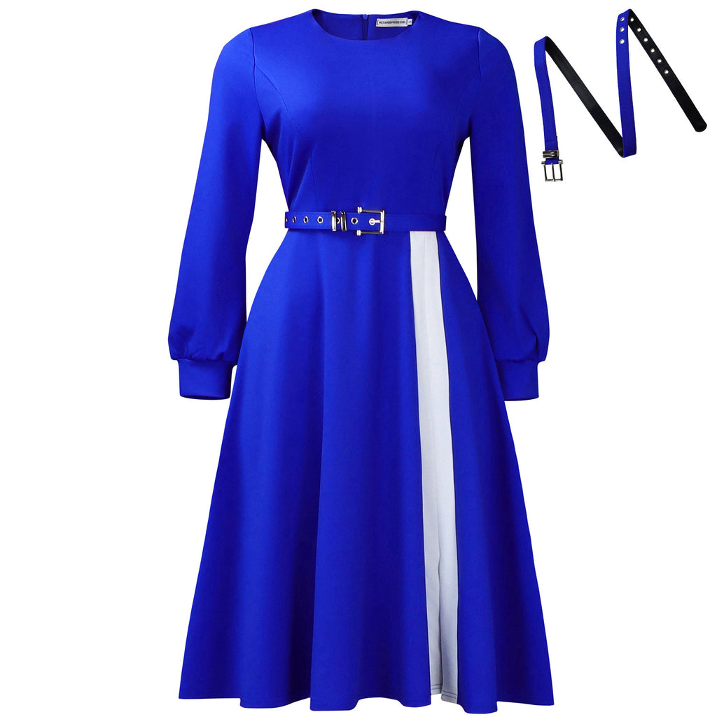 Elegantes A-Linien Midikleid mit Gürtel – Bild 6 | LuxeStyle