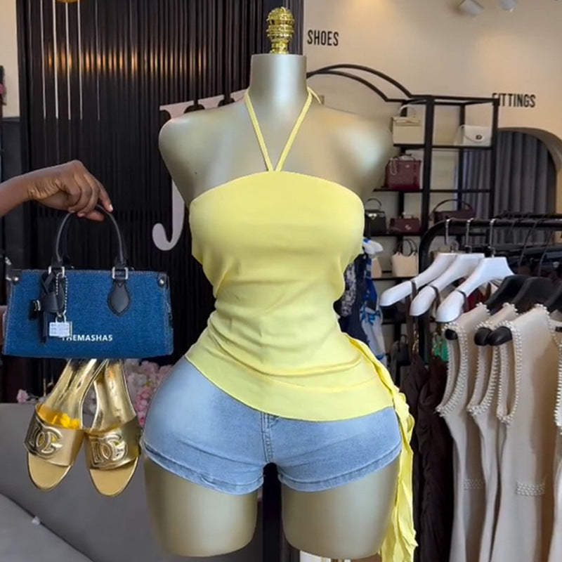 Neckholder Tube-Top mit asymmetrischem Saum – Bild 4 | LuxeStyle
