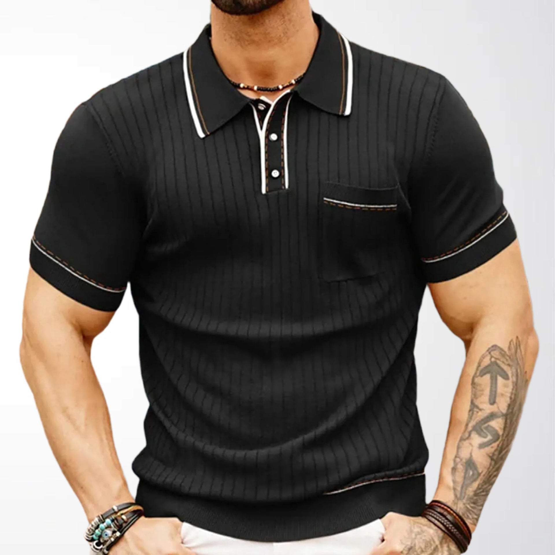Herren Business-Poloshirt – gestrickte Ice-Silk, kühlend (M–3XL, 2 Farben)