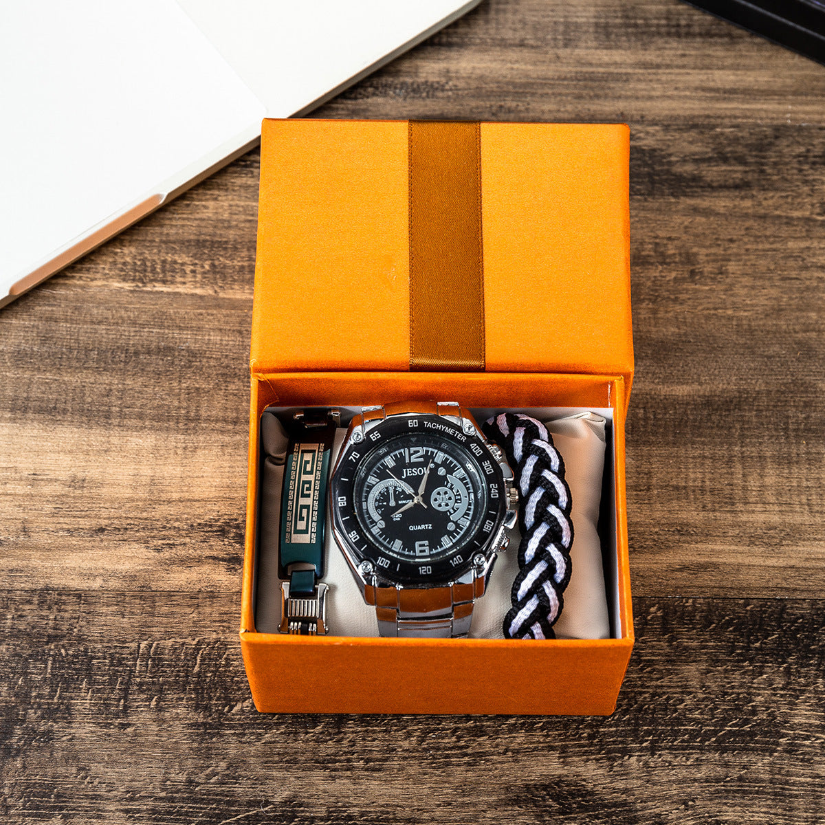 Herren Quarz-Uhr mit Stahlband und Armband-Set | LuxeStyle