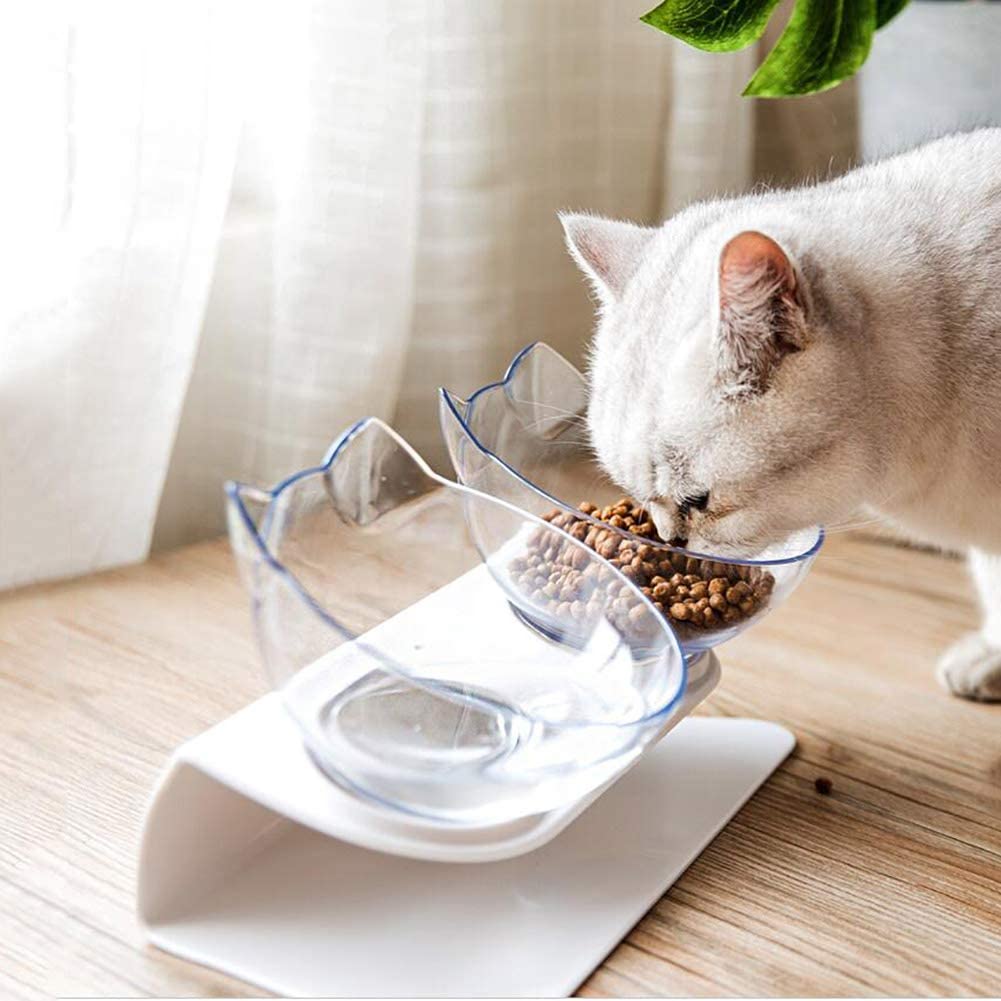Erhöhter Futternapf für Katzen mit transparentem Napf