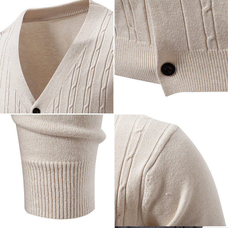 Herren Strick-Cardigan mit V-Ausschnitt – Bild 10 | LuxeStyle