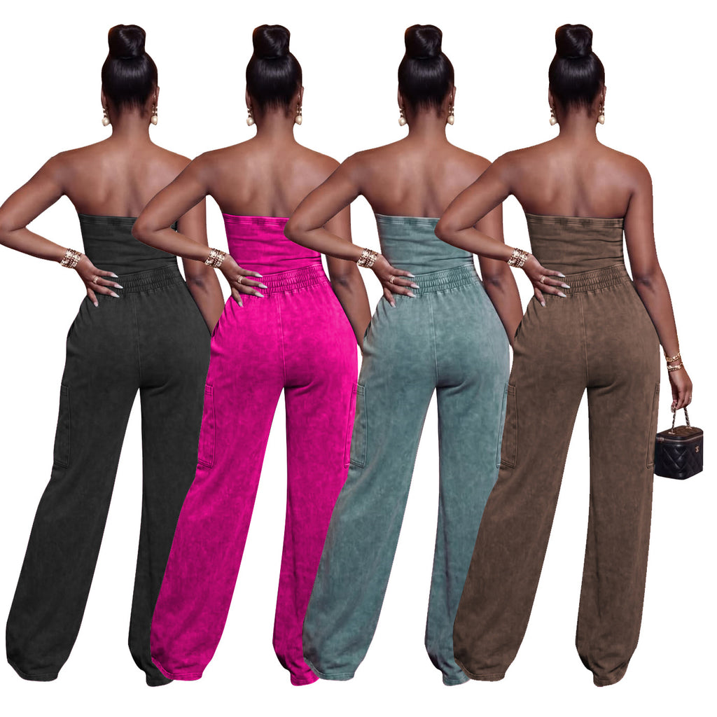 Jumpsuit «Casual Washed» mit weitem Bein
