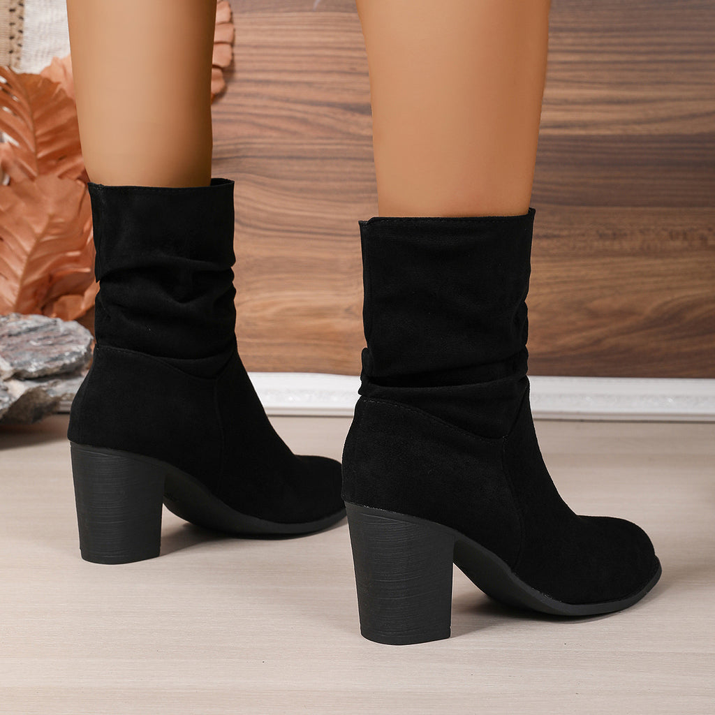 Plus-Größen Damenstiefel mit Blockabsatz
