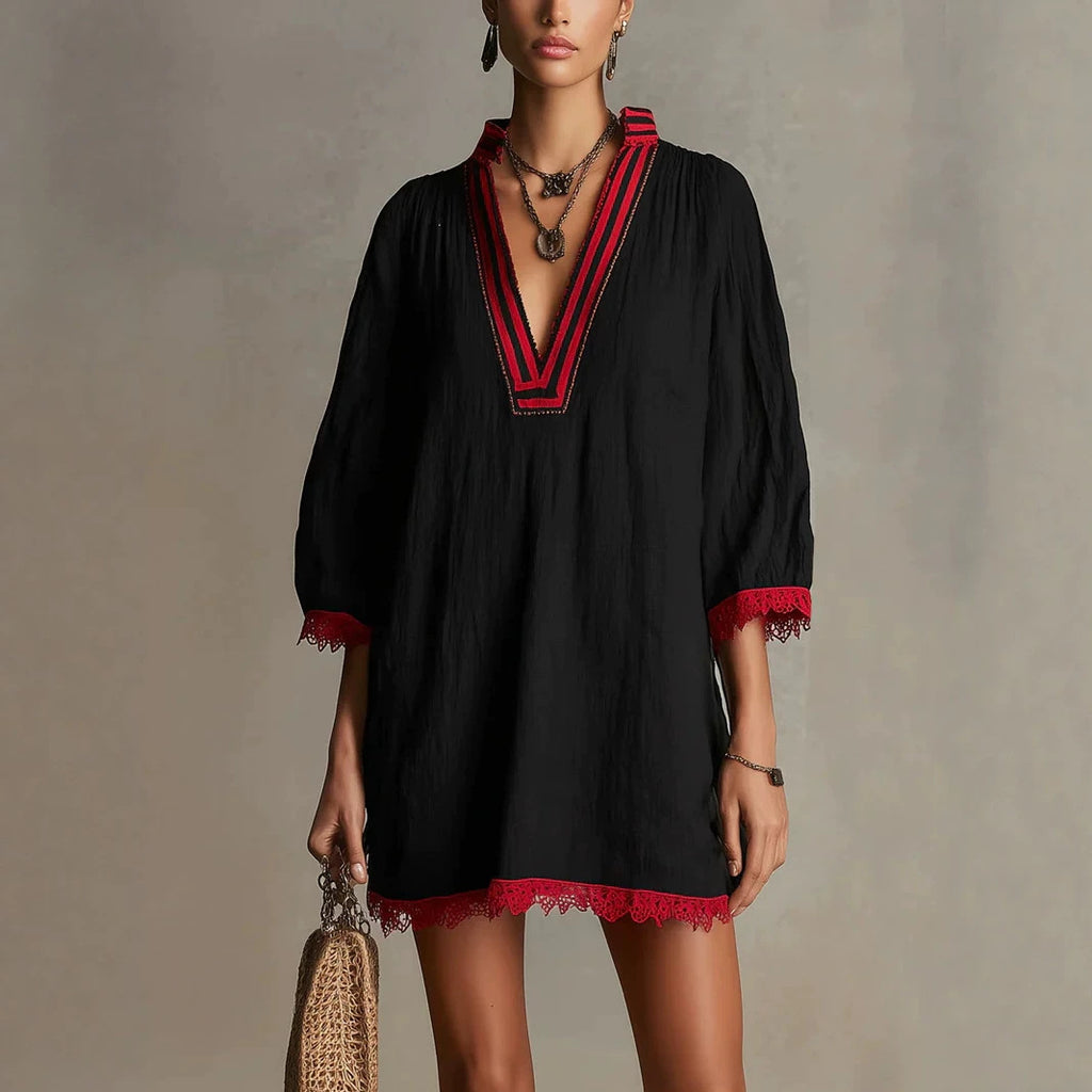 V-Ausschnitt Freizeitkleid für Damen – Bild 8 | LuxeStyle