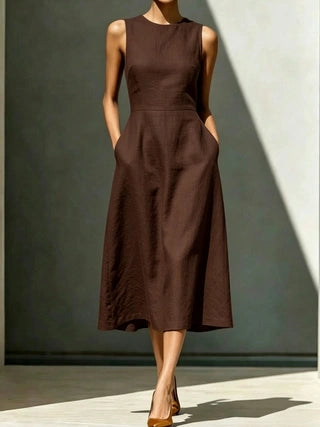 Ärmelloses Midi-Kleid mit Patchwork-Design
