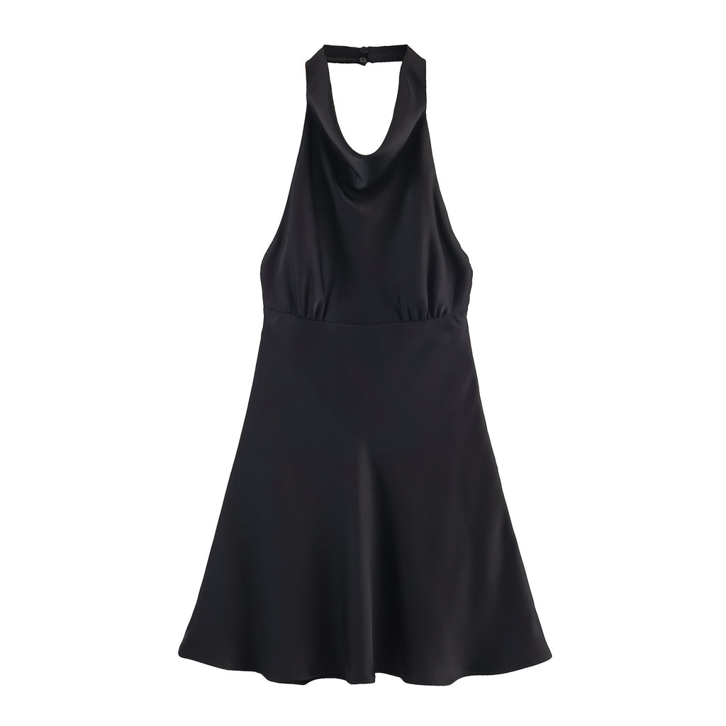 Kurzes Neckholder-Kleid aus Satin-Mix