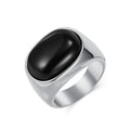 Titanstahl-Ring mit Tigerauge oder Onyx