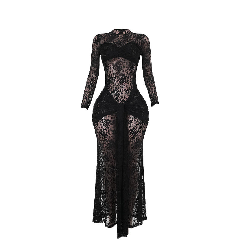 Elegantes Bodycon-Spitzenkleid mit langen Ärmeln – Bild 3 | LuxeStyle