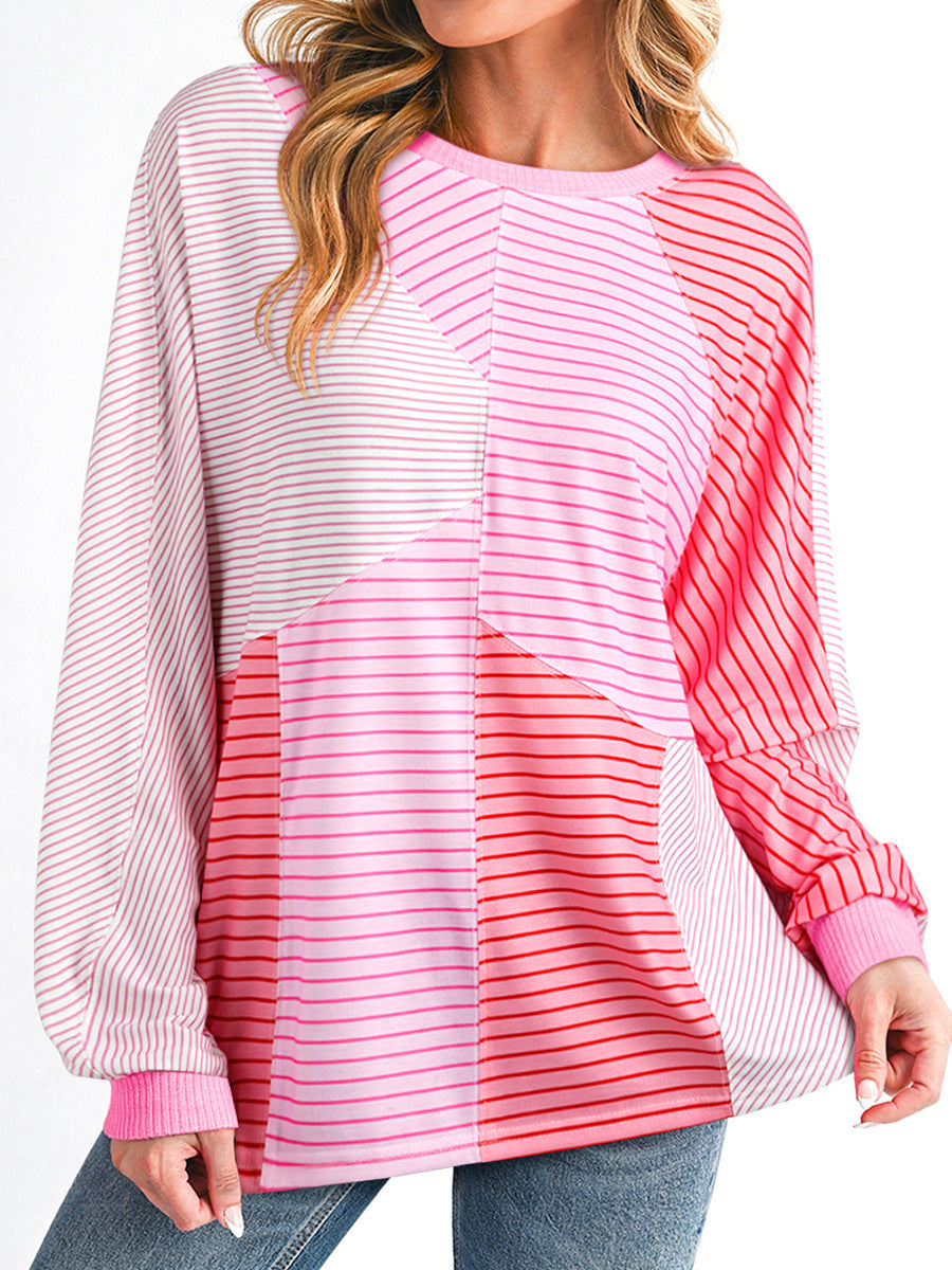 Rosa Pullover mit Streifen