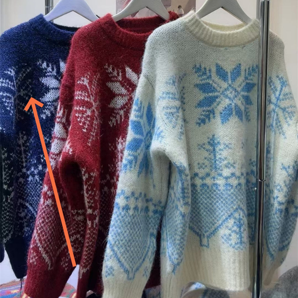 Jacquard Pullover mit Schneeflockenmuster