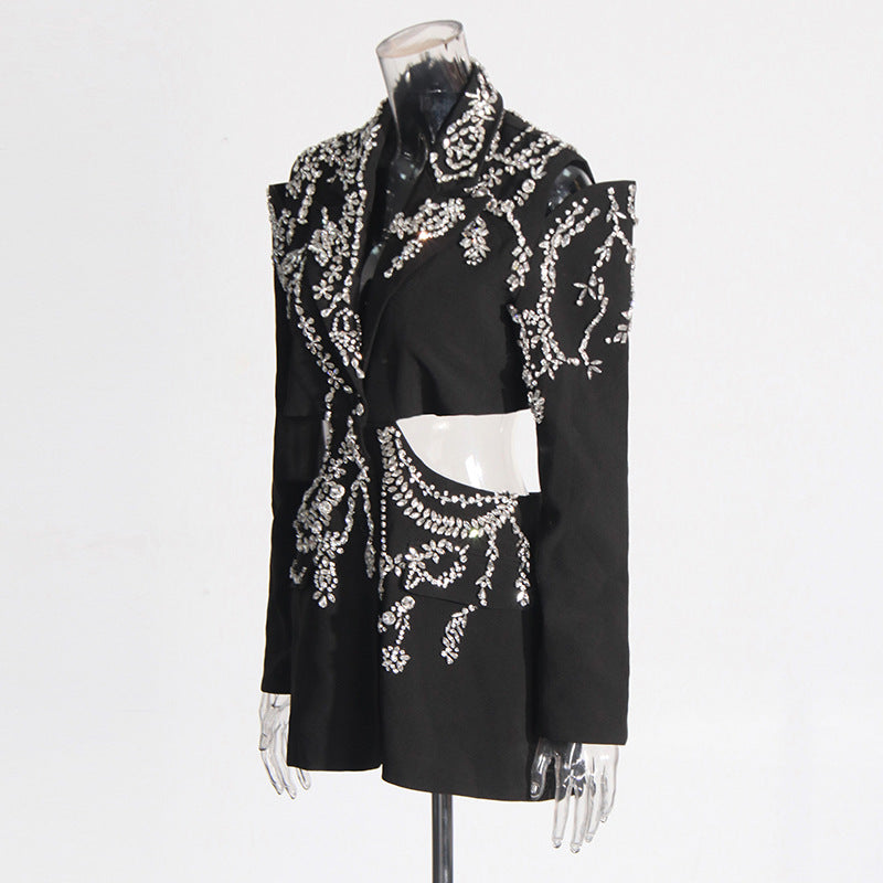 Kurzer Longsleeve-Mantel mit Diamanten