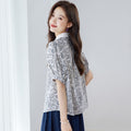Patchwork-Bluse mit Blumenmuster