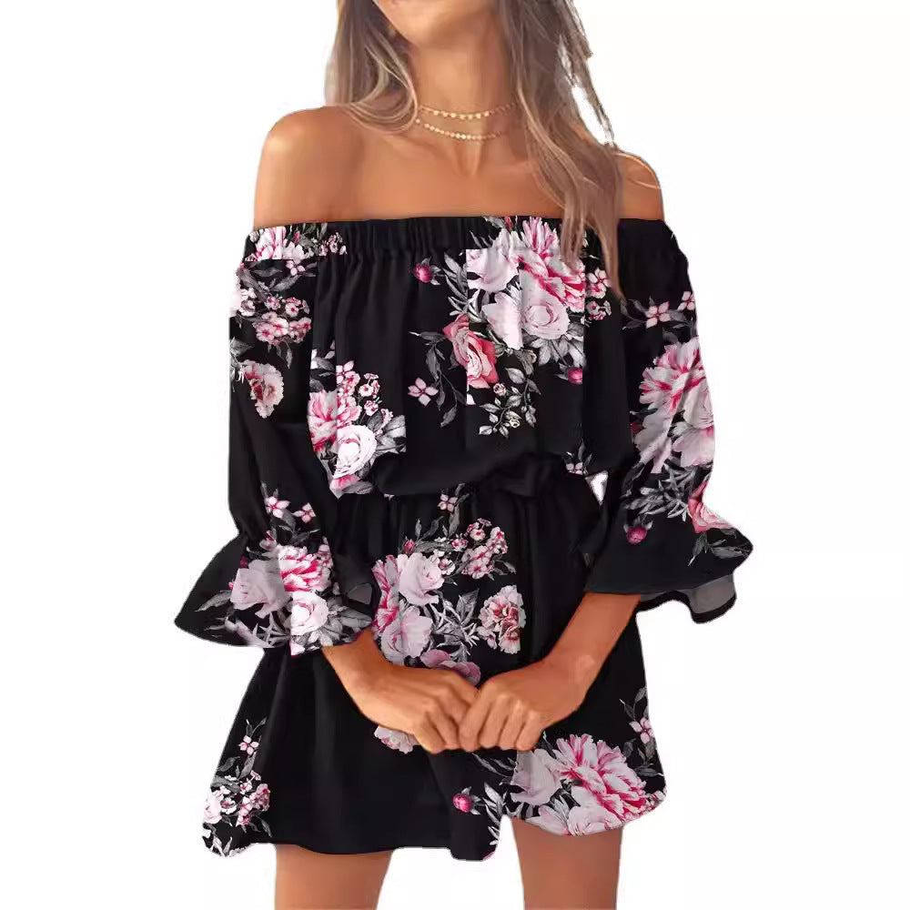 Elegantes Off-Shoulder Print-Kleid – Bild 3 | LuxeStyle
