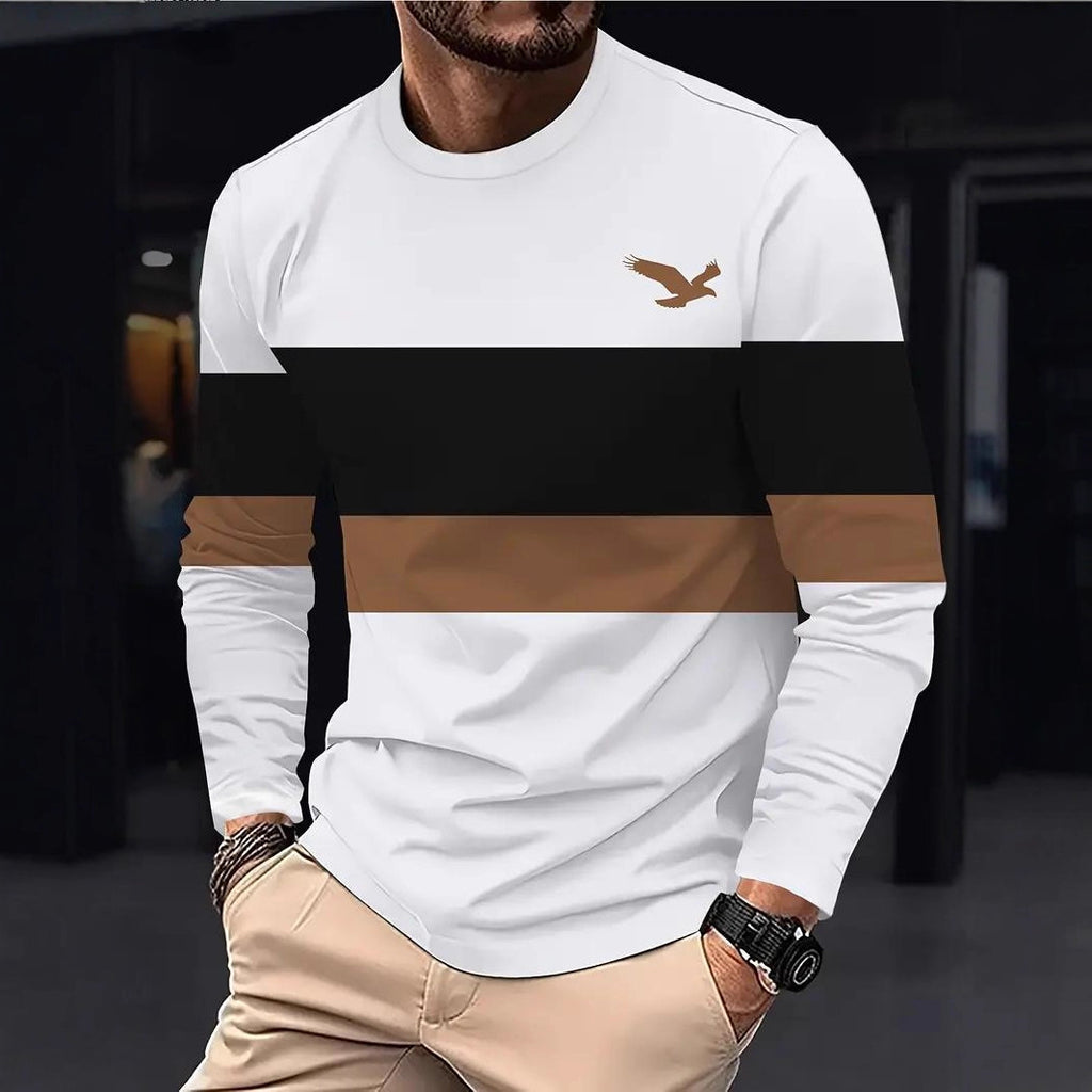 Herren Langarmshirt mit Rundhals und Plaid-Muster