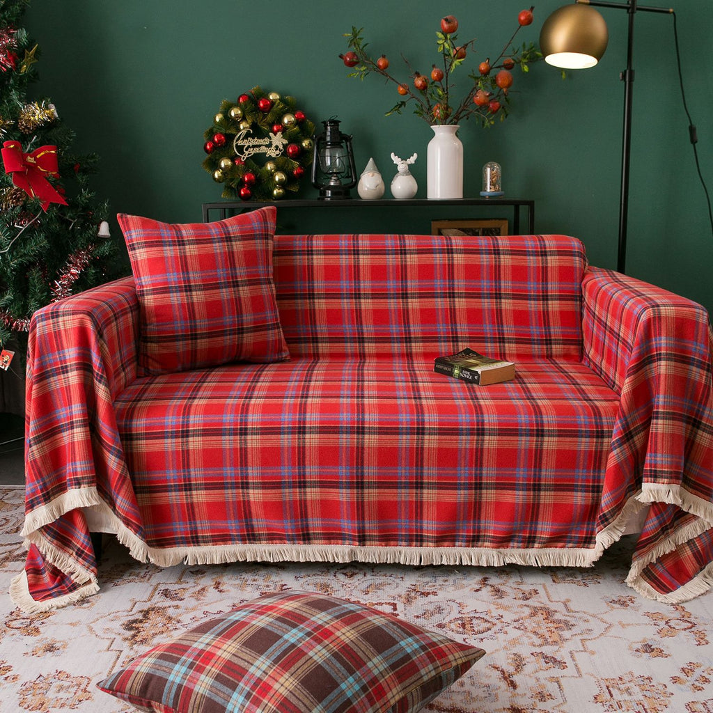 Weihnachts-Sofa-Abdeckung mit Troddel