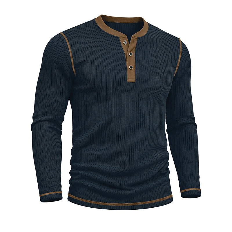 Herren Langarmshirt mit Farbblock Henley