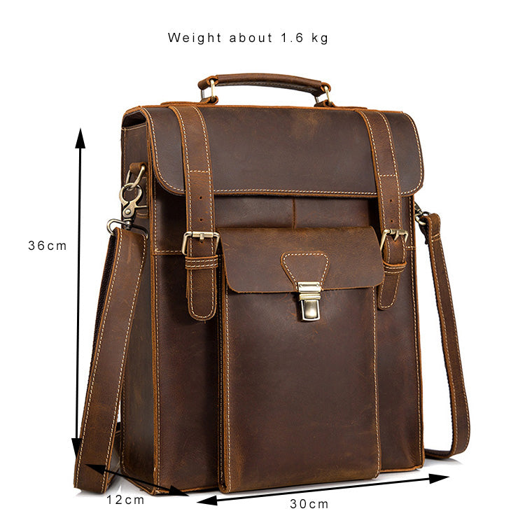 Leder-Rucksack für Herren, braun, 36 × 12 × 30 cm – Bild 2 | LuxeStyle