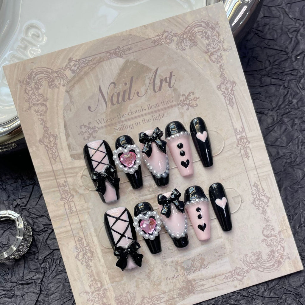Handgemachte Blac Peach Herz Nagelsticker – Bild 7 | LuxeStyle