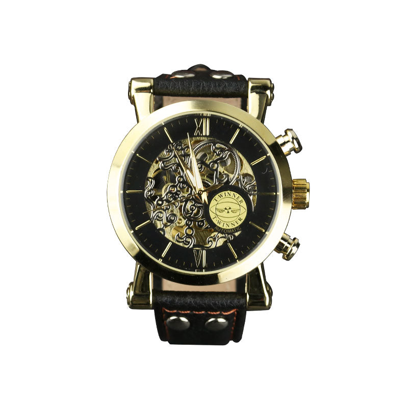 Mechanische Herrenarmbanduhr mit Lederarmband – Bild 3 | LuxeStyle
