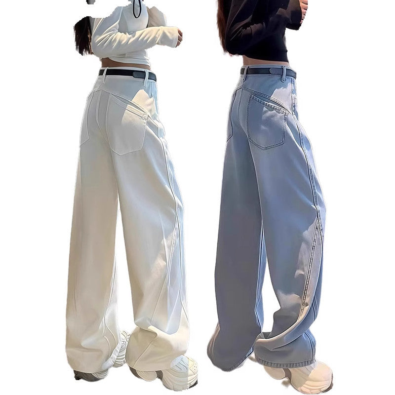 Weisse Gerade Beine Jeans für Grössen