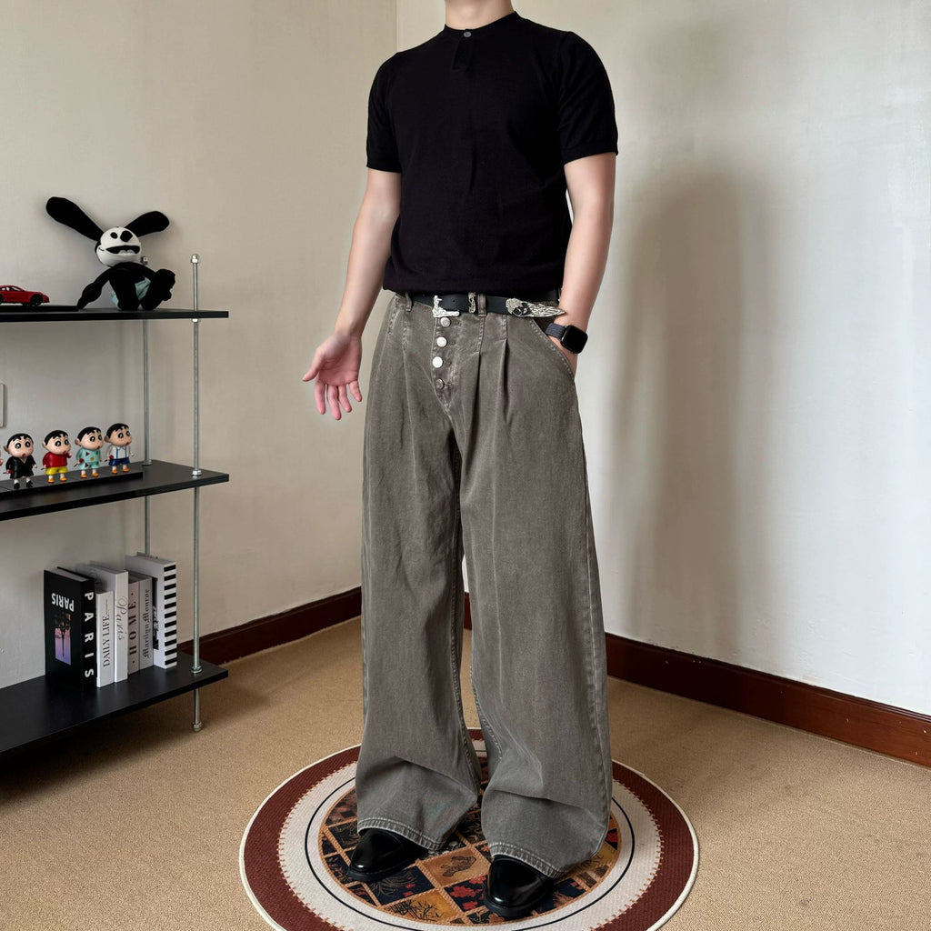 Retro Loose-fit Straight-leg Herrenhosen