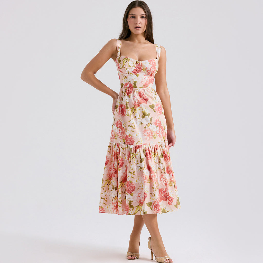 Rückenfreies Bodycon-Midi-Kleid mit Muster – Bild 2 | LuxeStyle