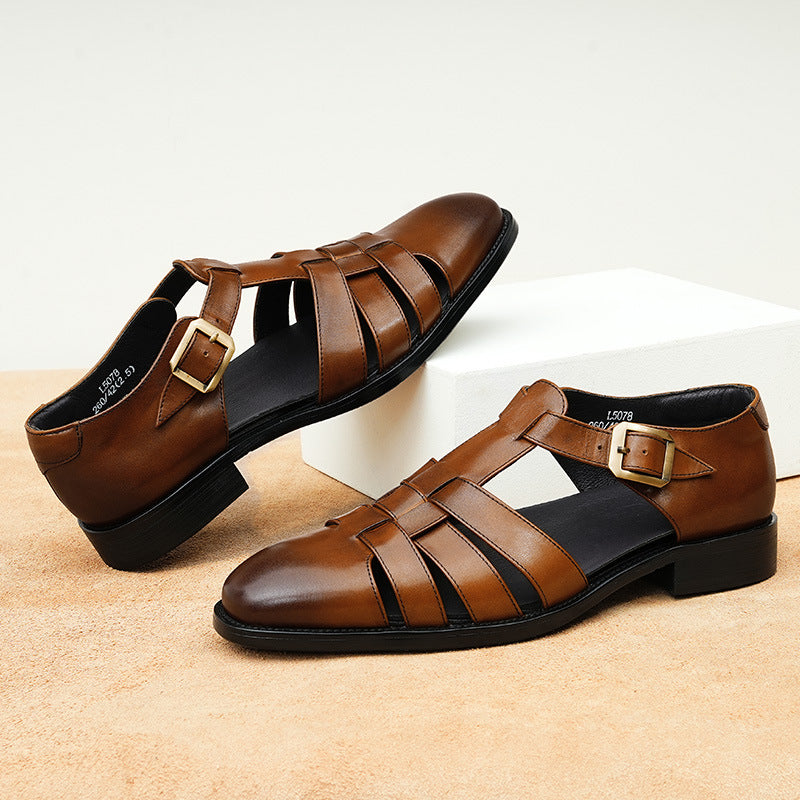 Retro Business Sandalen aus Leder