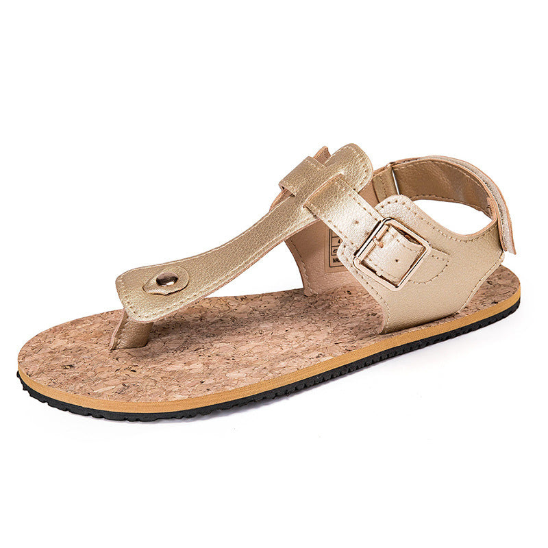 Sandalen mit Holzmaserung und rutschfester Sohle