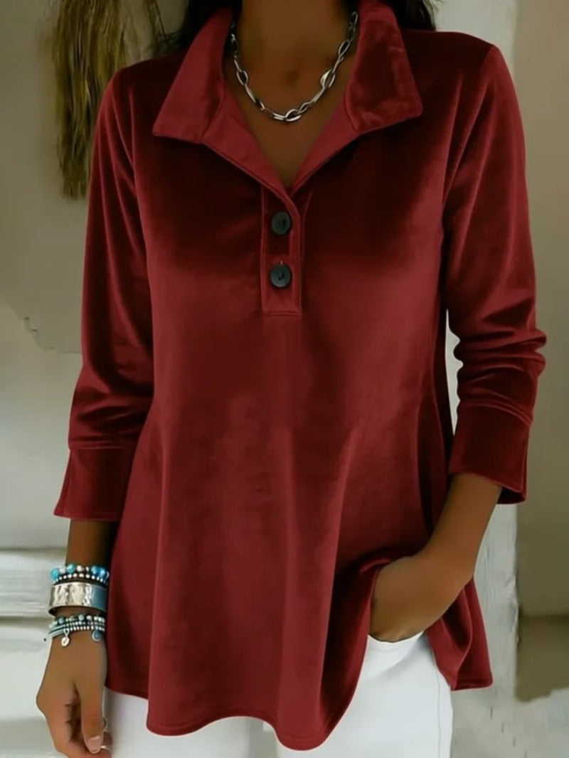 Elegantes Samt-Top mit Stehkragen für Damen