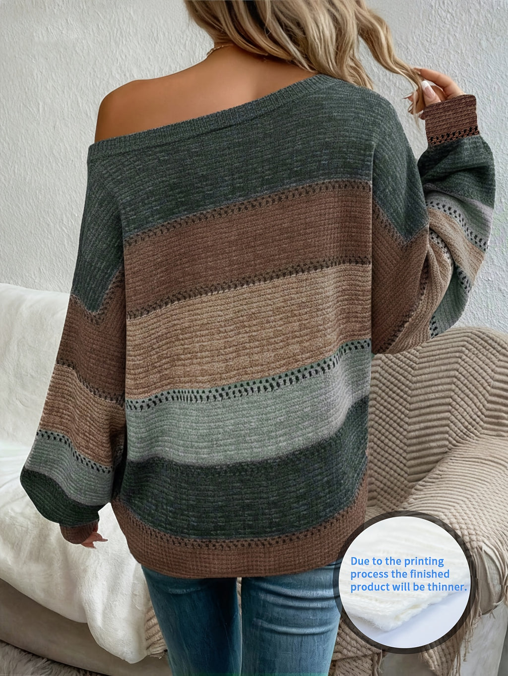 Gestreiftes Off-Shoulder-Sweater