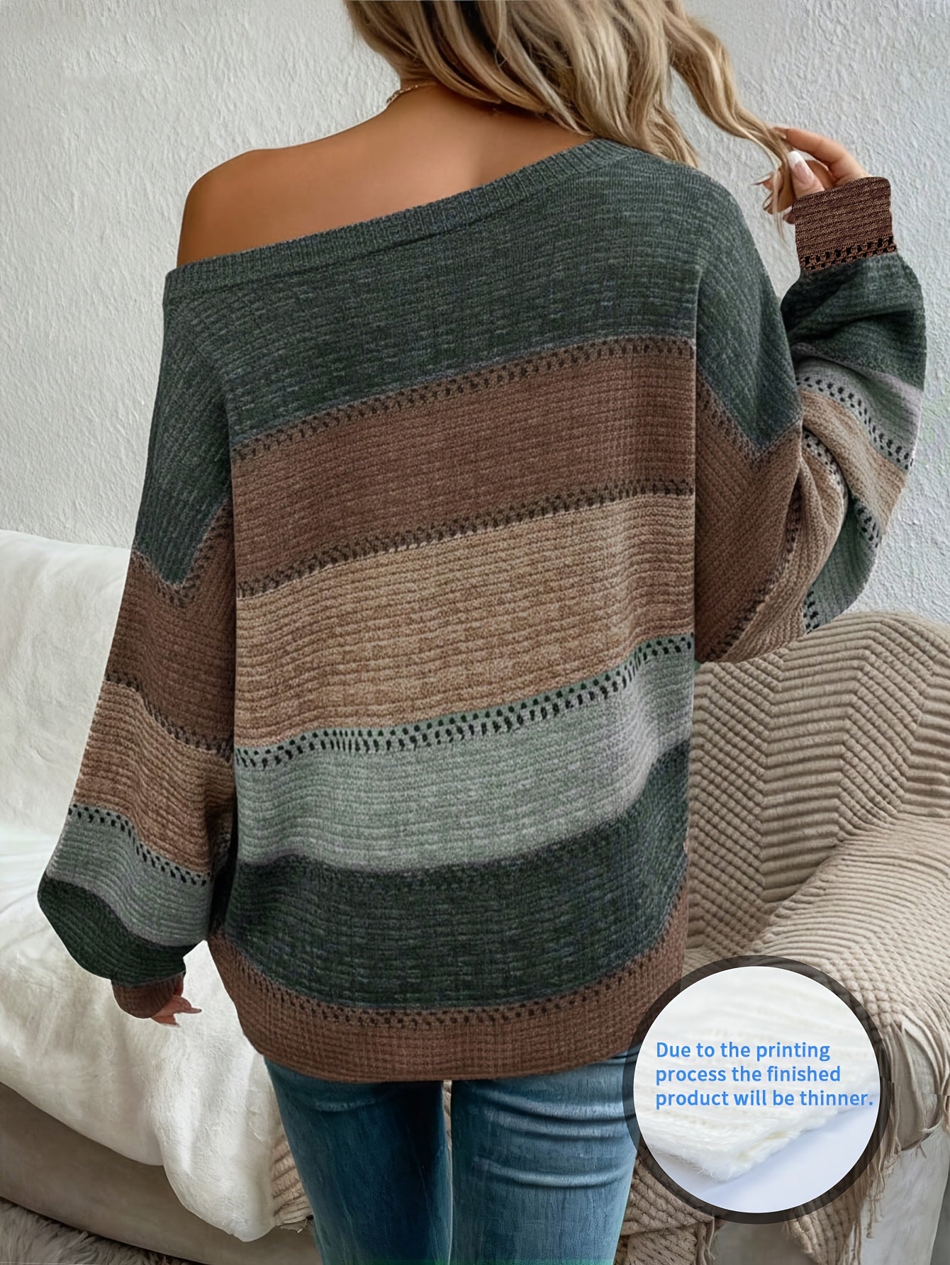 Gestreiftes Off-Shoulder-Sweater