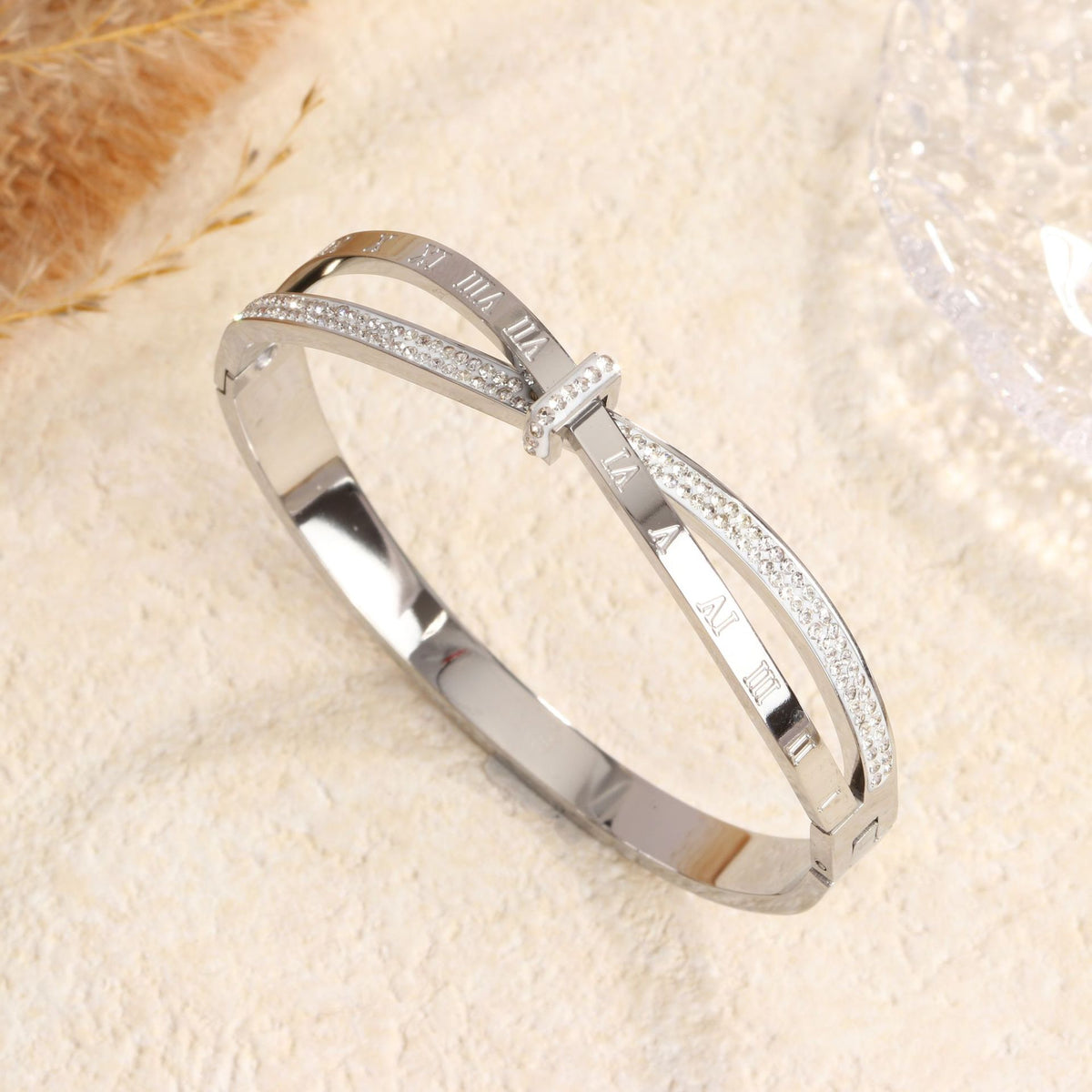 Titanstahl-Armband mit römischen Ziffern – Bild 4 | LuxeStyle