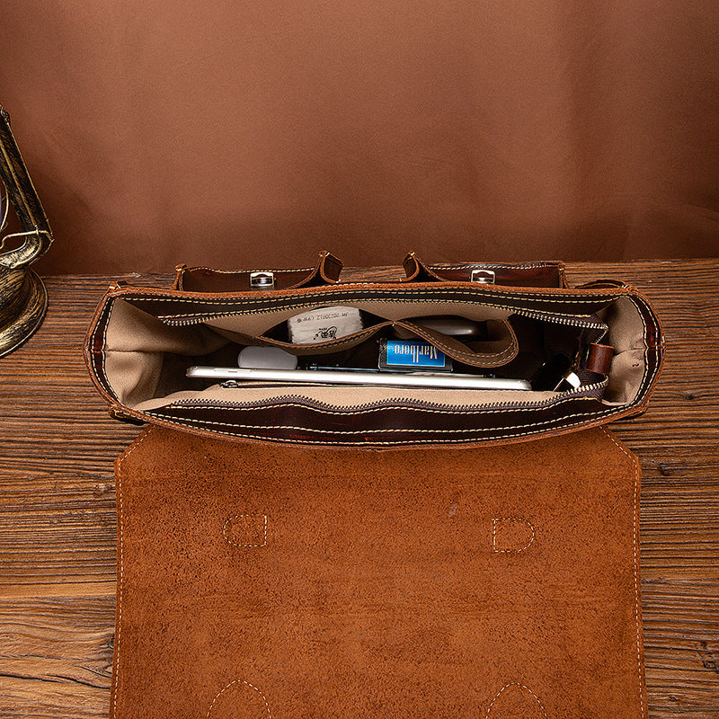 Rindsleder-Laptop-Tasche mit Reissverschluss – Bild 5 | LuxeStyle