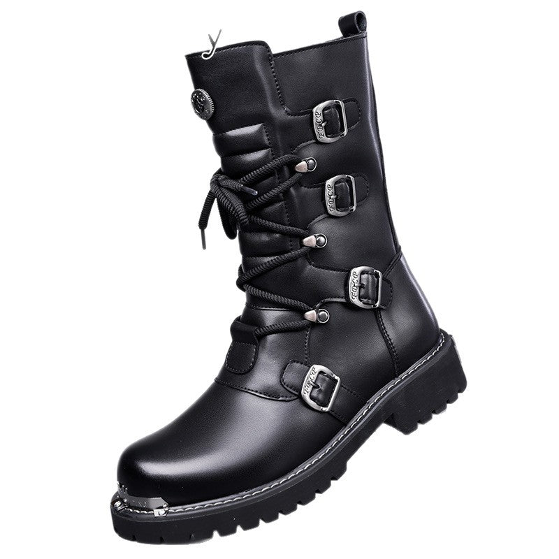 Retro-Herrenstiefel aus Rindsleder mit Reissverschluss