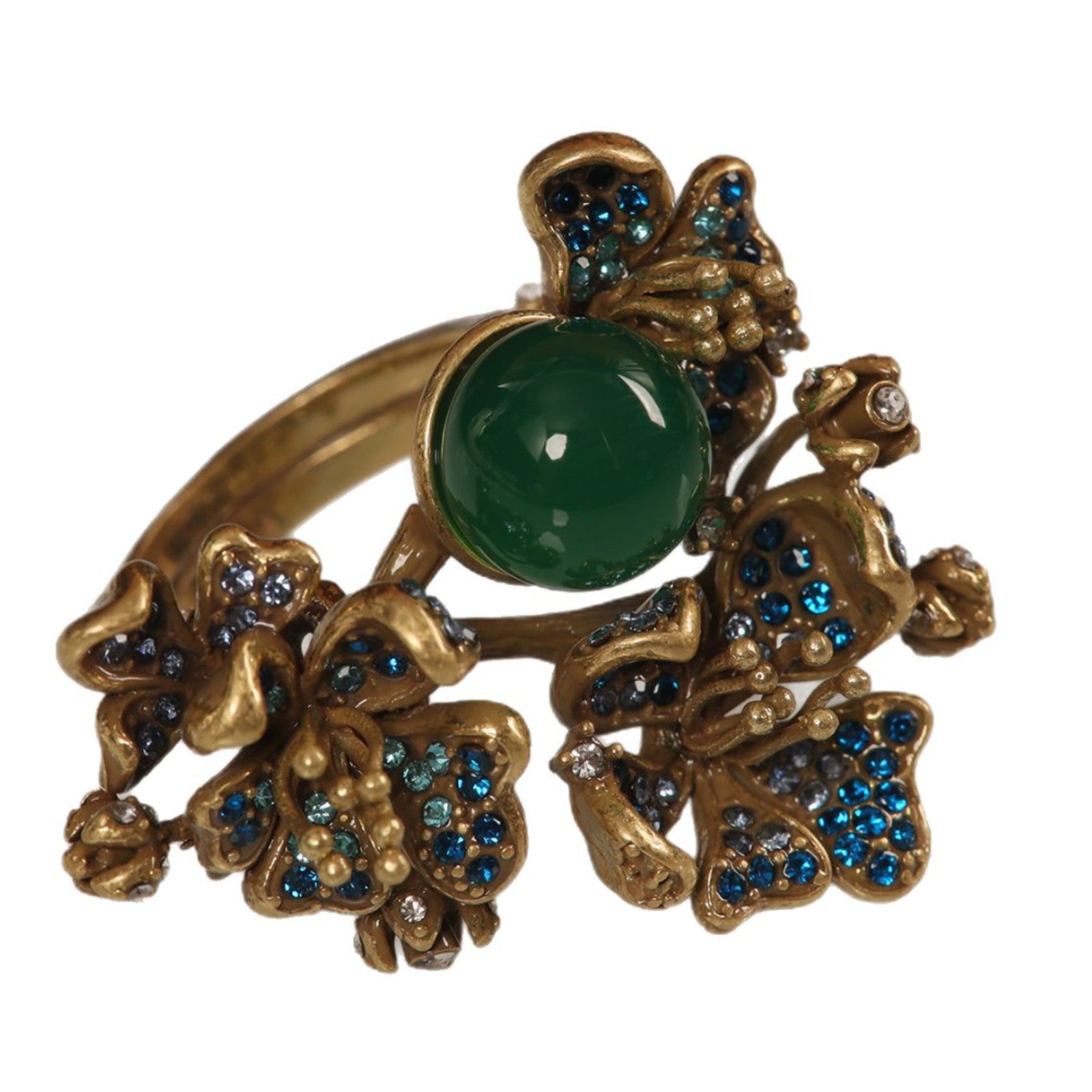 Verstellbarer Ring mit grüner Kamelie