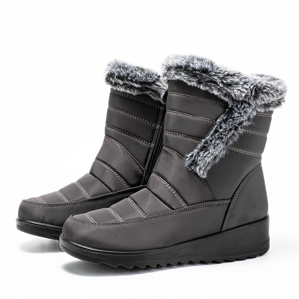 Gefütterte Damen-Schneestiefel mit Kunstfellkragen