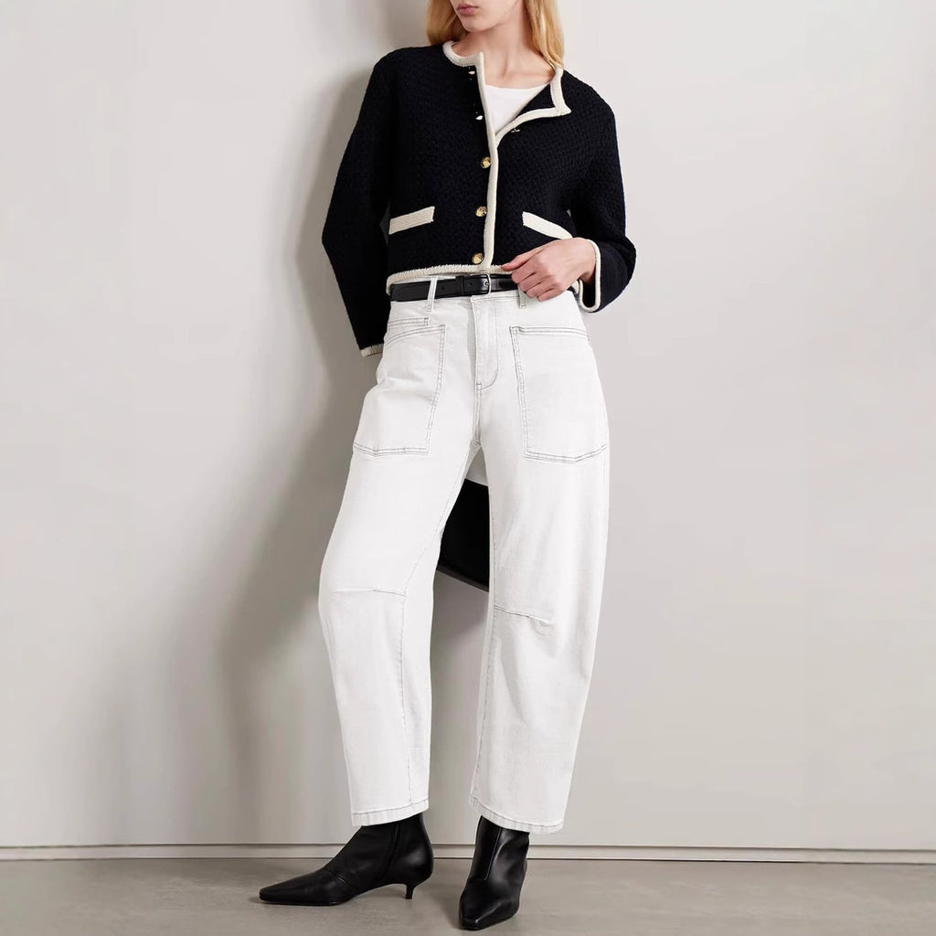 Modegewaschene High-Waist-Jeans für Damen