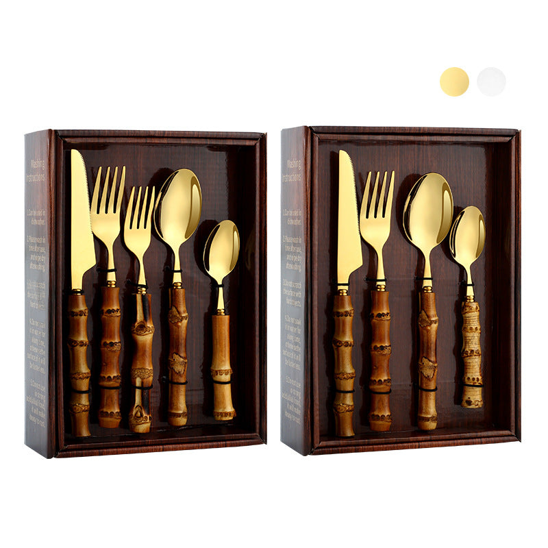 Besteckset aus Edelstahl & Bambus – Bild 5 | LuxeStyle