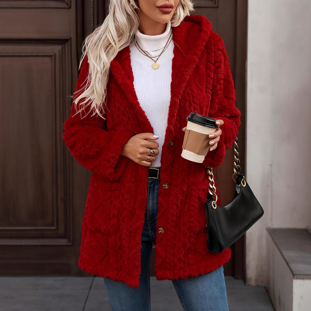 Kapuzen-Cardigan «Cosy» · uni, mit Knöpfen (Damen)