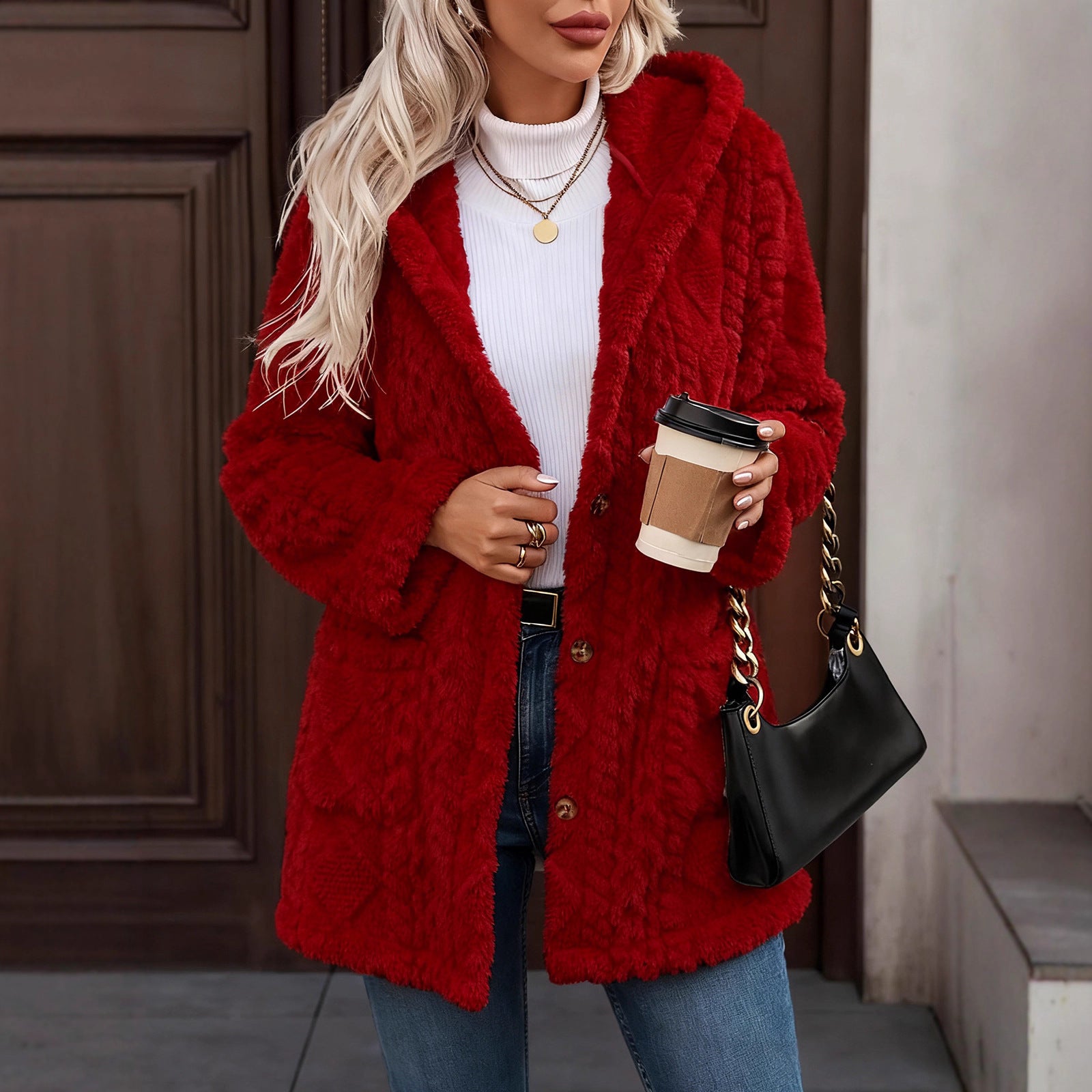 Kapuzen-Cardigan «Cosy» · uni, mit Knöpfen (Damen)