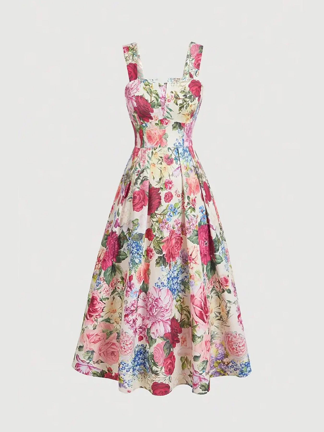 Midikleid mit Zopfmuster und Blumenprint