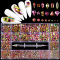 21-Gitter Nagelschmuck-Box mit Glassteinen