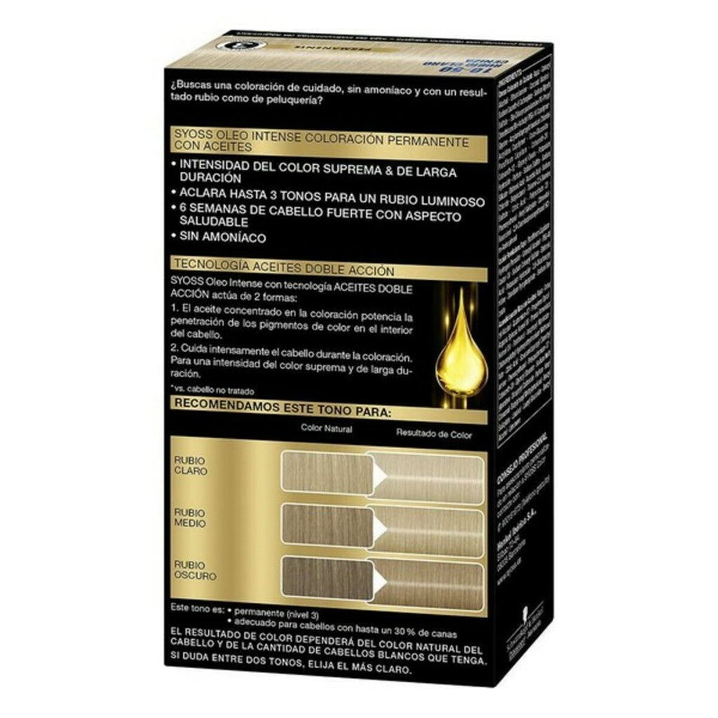 Dauerfärbung Syoss Olio Intense Helles Aschblond Nº 10,50 Platinblond