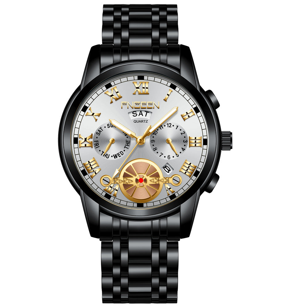 Quarz-Armbanduhr mit Kalender und Edelstahlband – Bild 15 | LuxeStyle