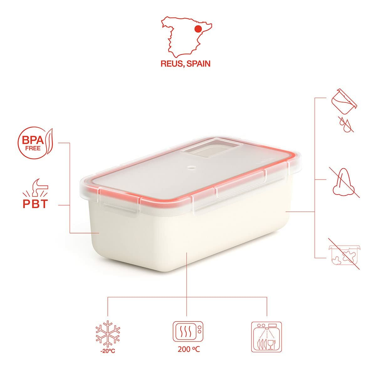 Lebensmittelbehälter Valira 6090/9 Luftdicht Weiss Thermoplastischer Kunststoff PBT 750 ml