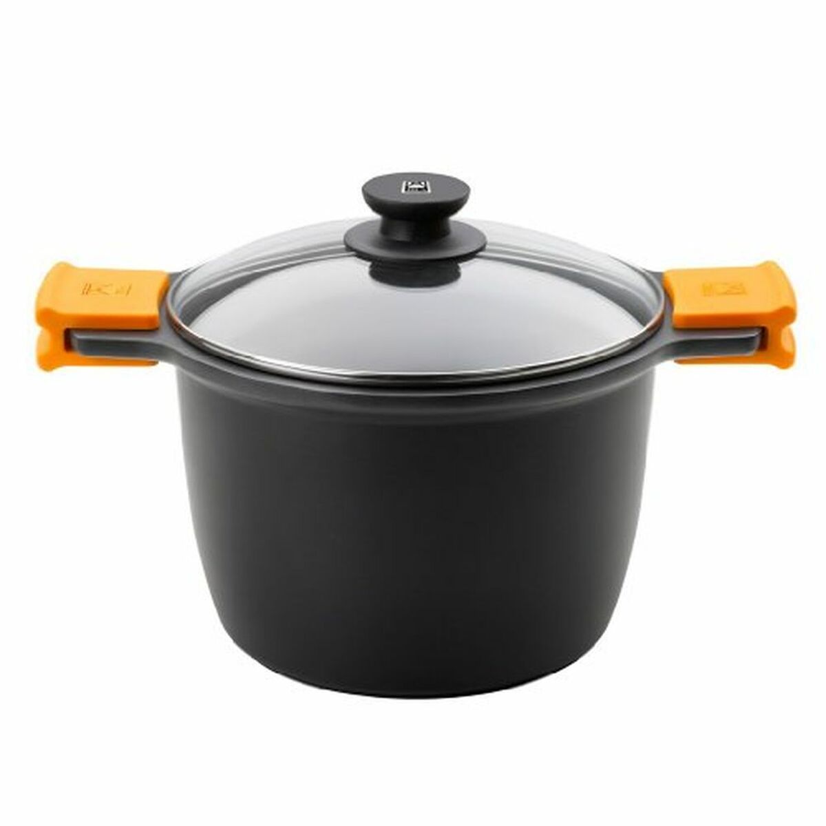 Topf mit Glasabdeckung BRA A273907 Schwarz Metall Aluminium Geschmiede