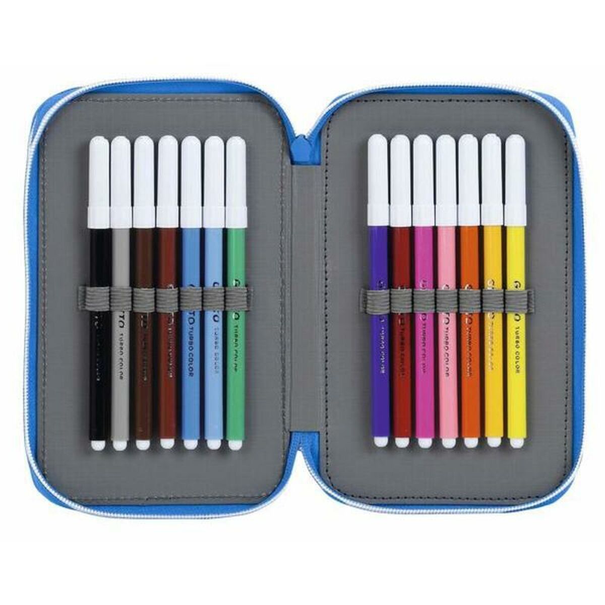 Doppel-Federtasche RCD Espanyol Blau Weiss 12.5 x 19.5 x 4 cm (28 Stücke)