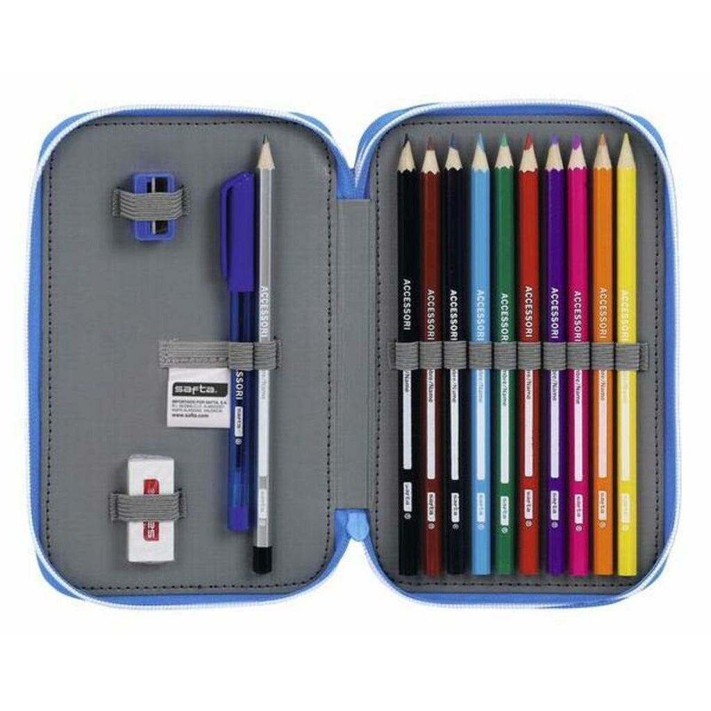 Doppel-Federtasche RCD Espanyol Blau Weiss 12.5 x 19.5 x 4 cm (28 Stücke)